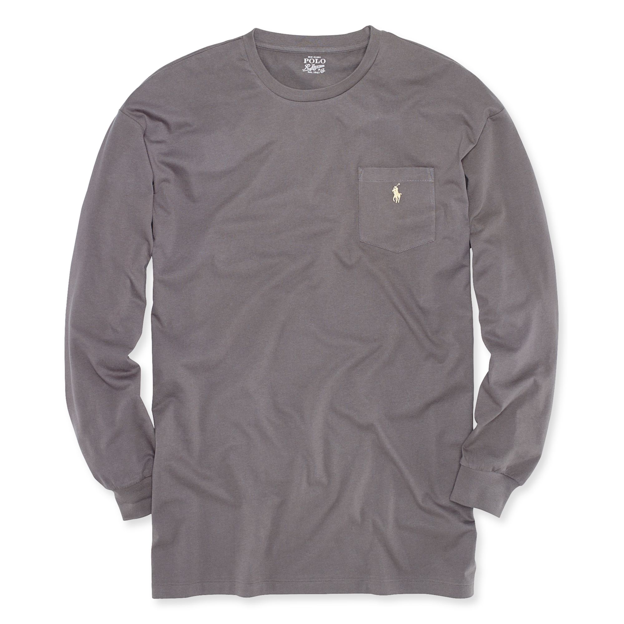 Ralph Lauren Classic-fit Long-sleeve Pocket Crew Neck Cotton Jersey T-shirt  in Gray for Men | Lyst