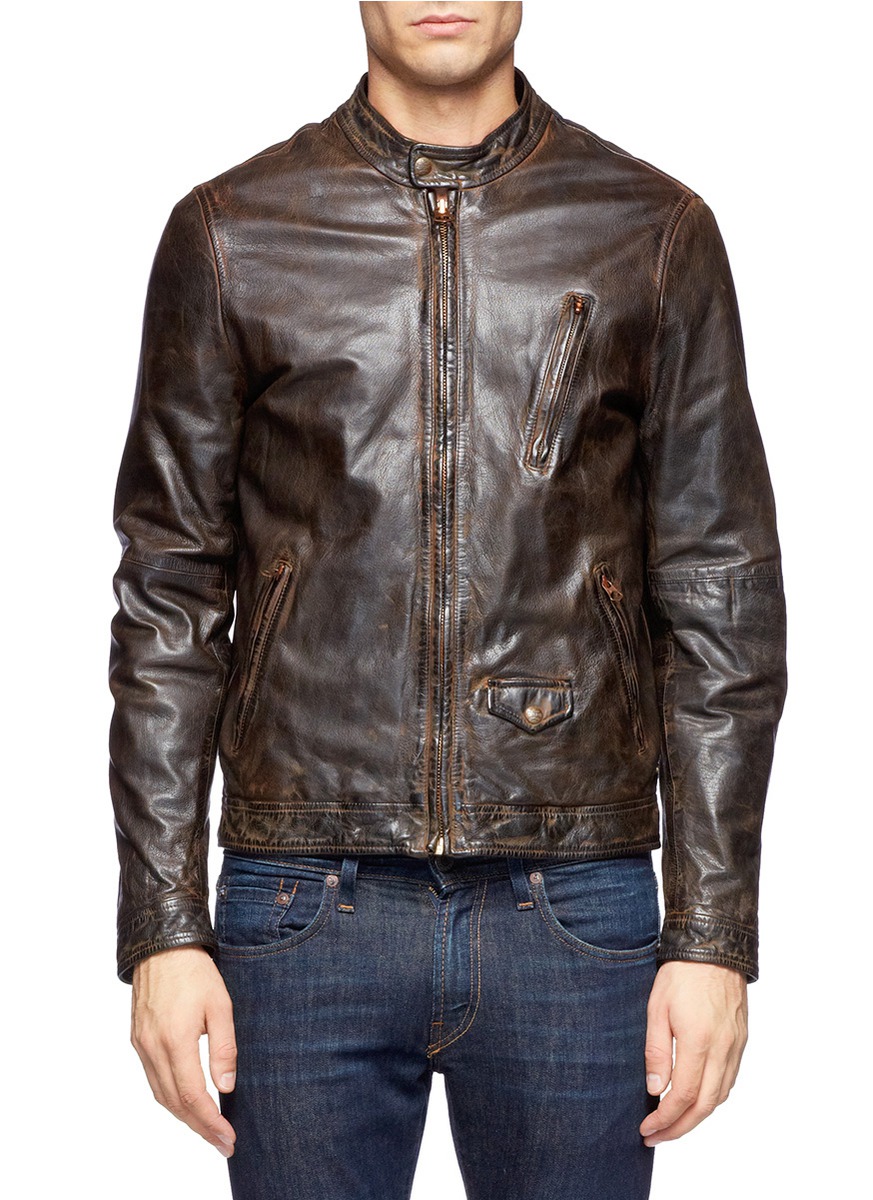 Men S Brown Vintage Effect Leather Jacket