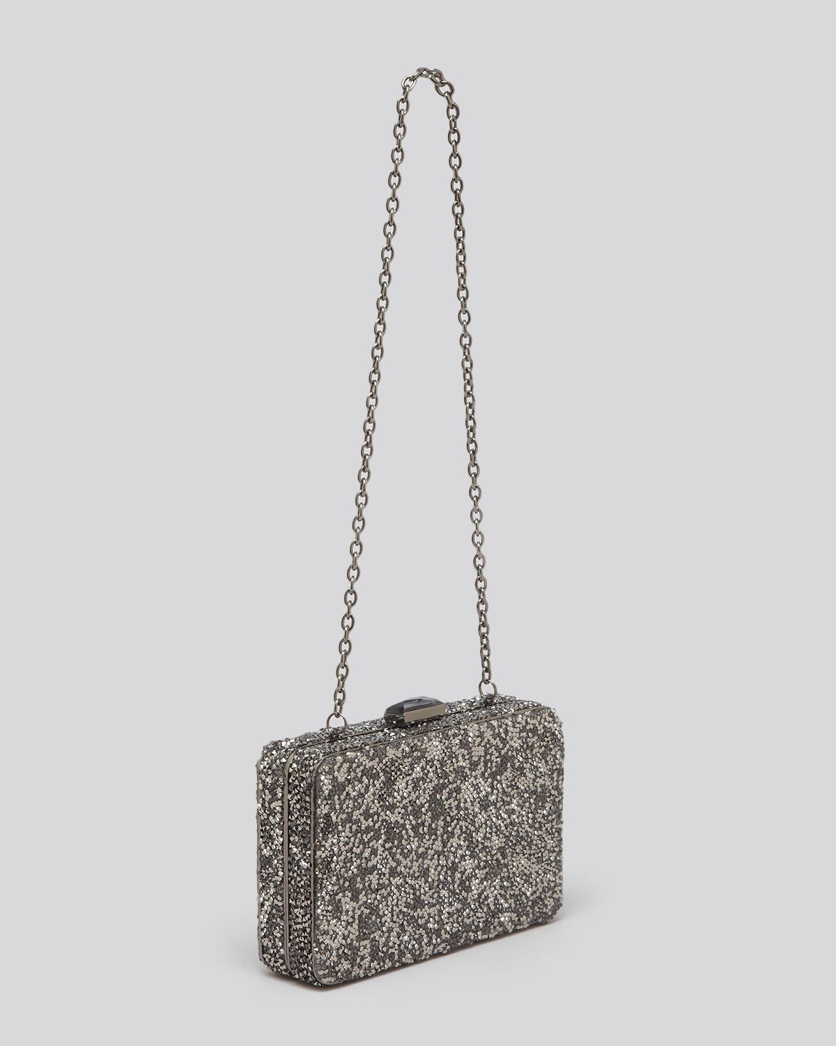 pewter beaded clutch bag