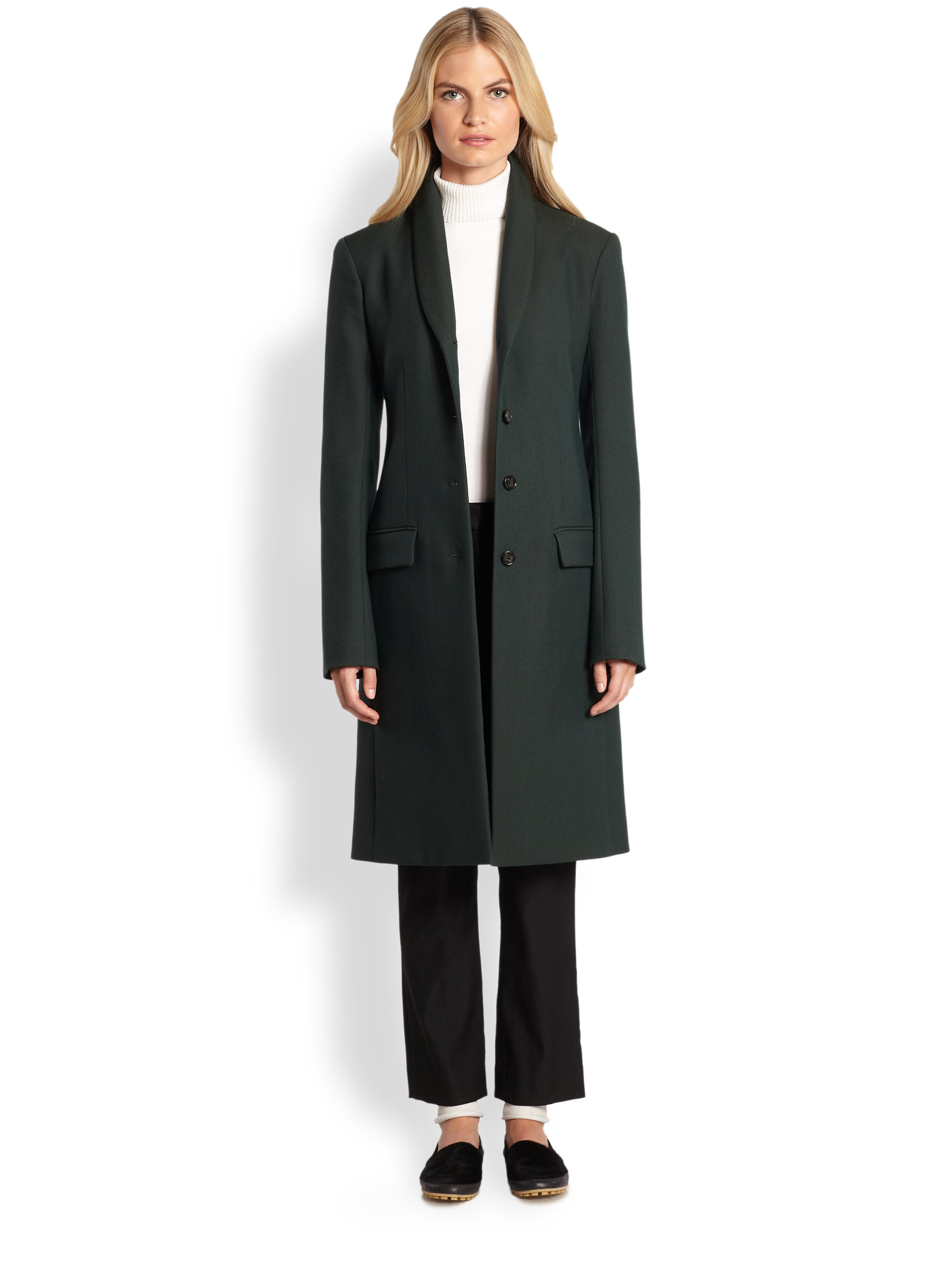 The Row Norson Wool Coat in Green - Lyst