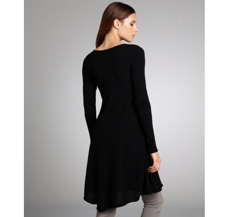 Lyst Autumn cashmere Cashmere Long Sleeve Flared Sweater Dress in Black