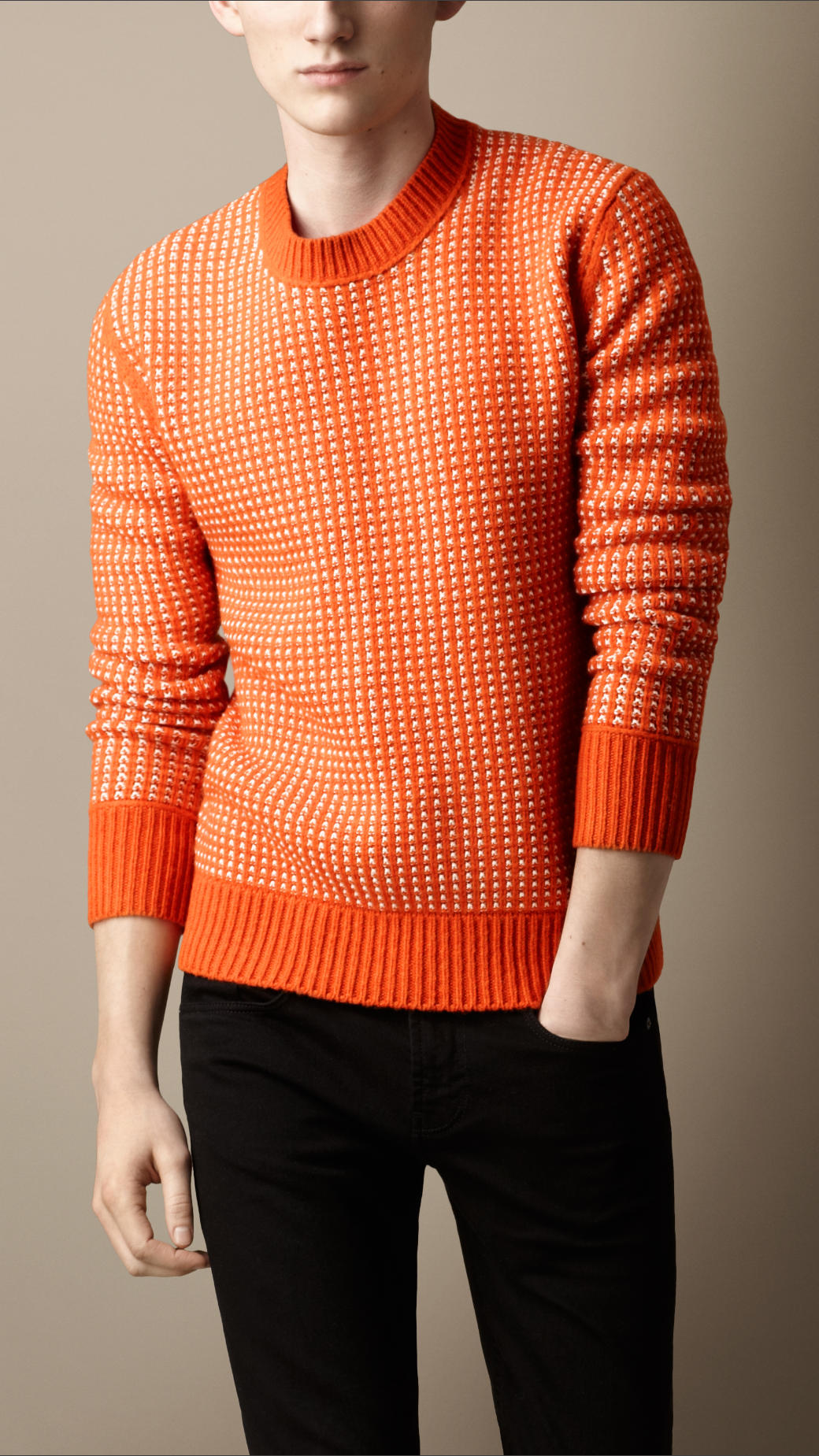 Lyst - Burberry Engineered Waffle Stitch Sweater in Orange for Men