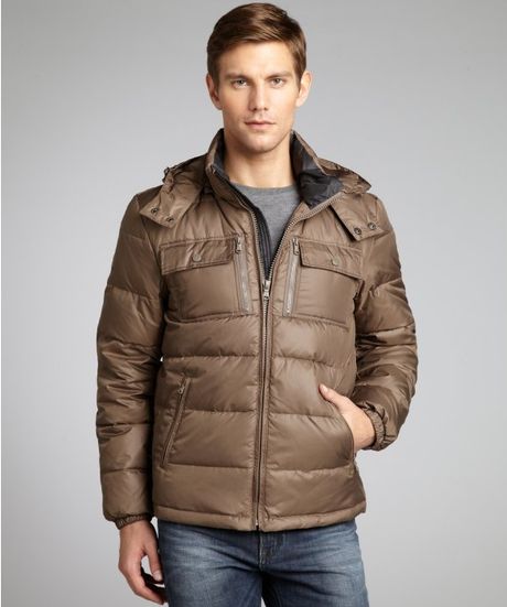 Kenneth Cole Portabella Quilted Down Filled Hooded Jacket in Brown for ...