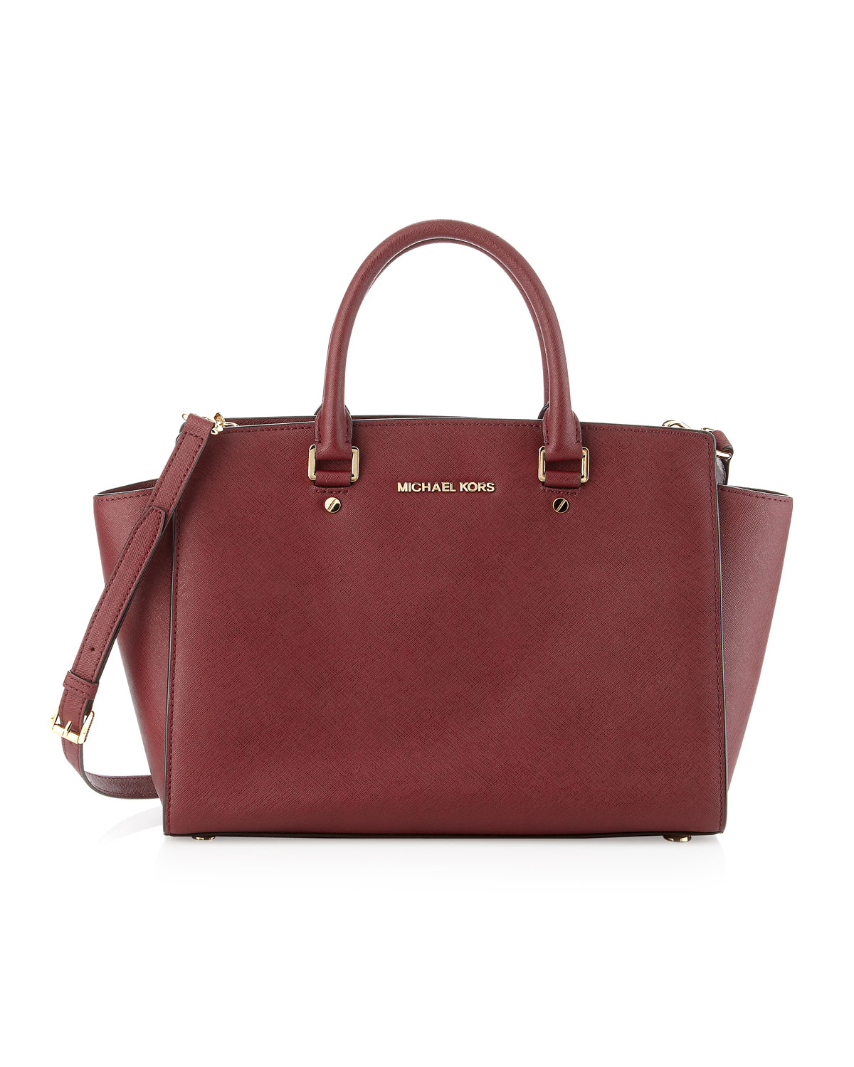 Michael Michael Kors Large Selma Topzip Saffiano Satchel in Silver (red ...