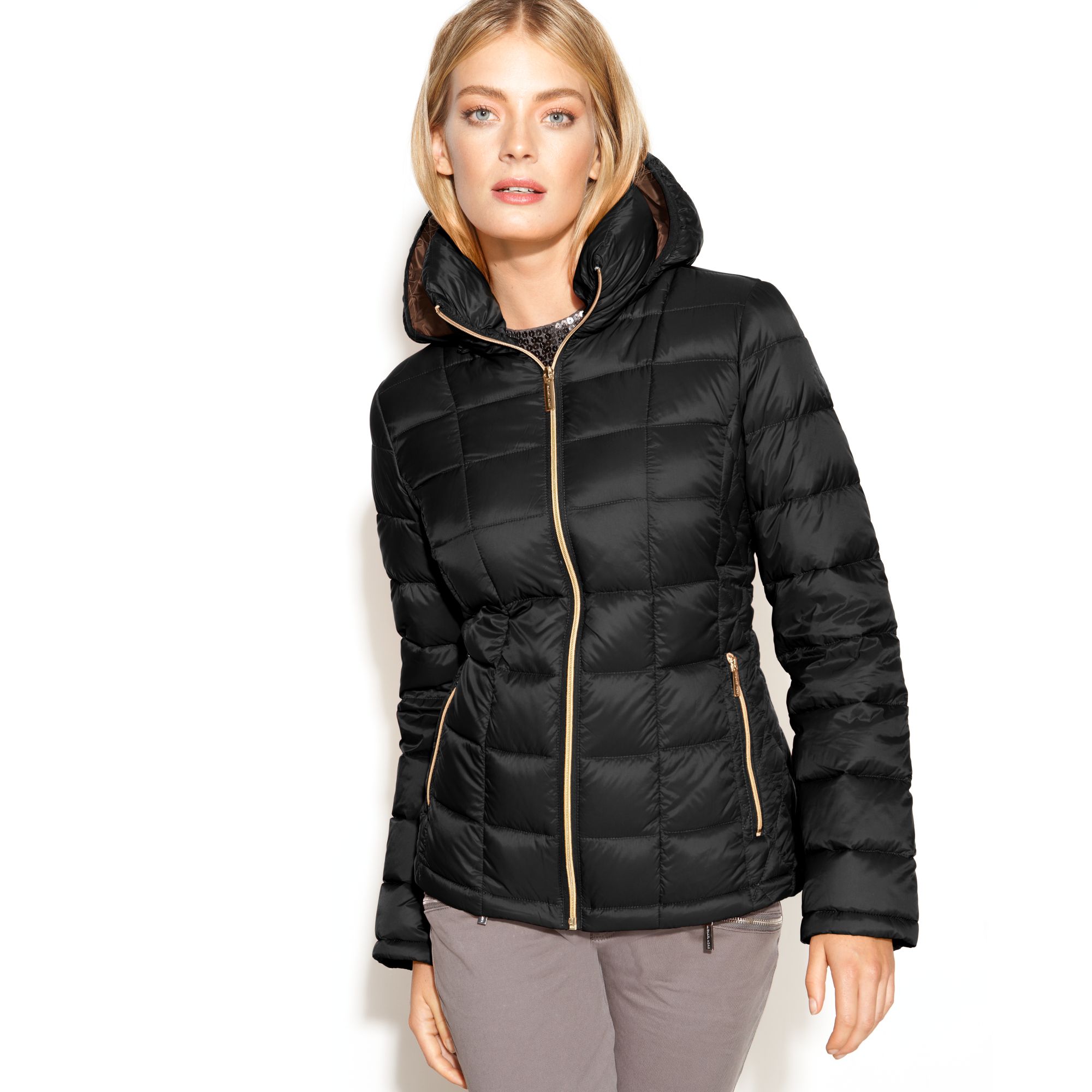 michael kors short packable down jacket