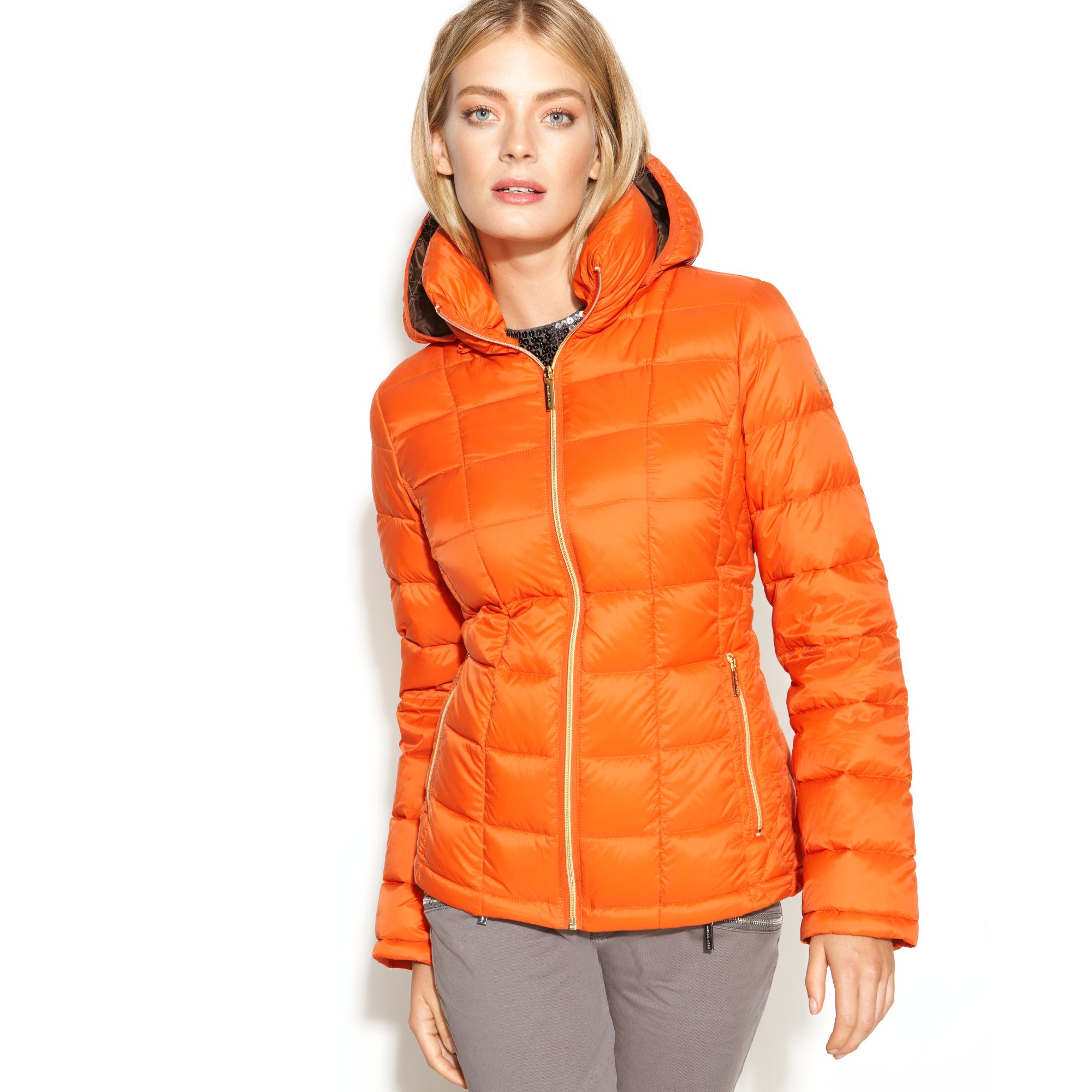 michael kors hooded quilted down packable puffer