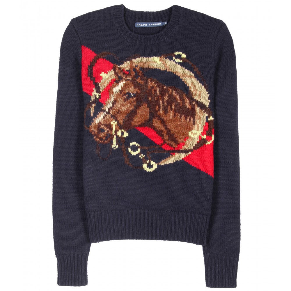 Ralph Lauren Horse Intarsia Woolblend Sweater in Navy (Blue) Lyst