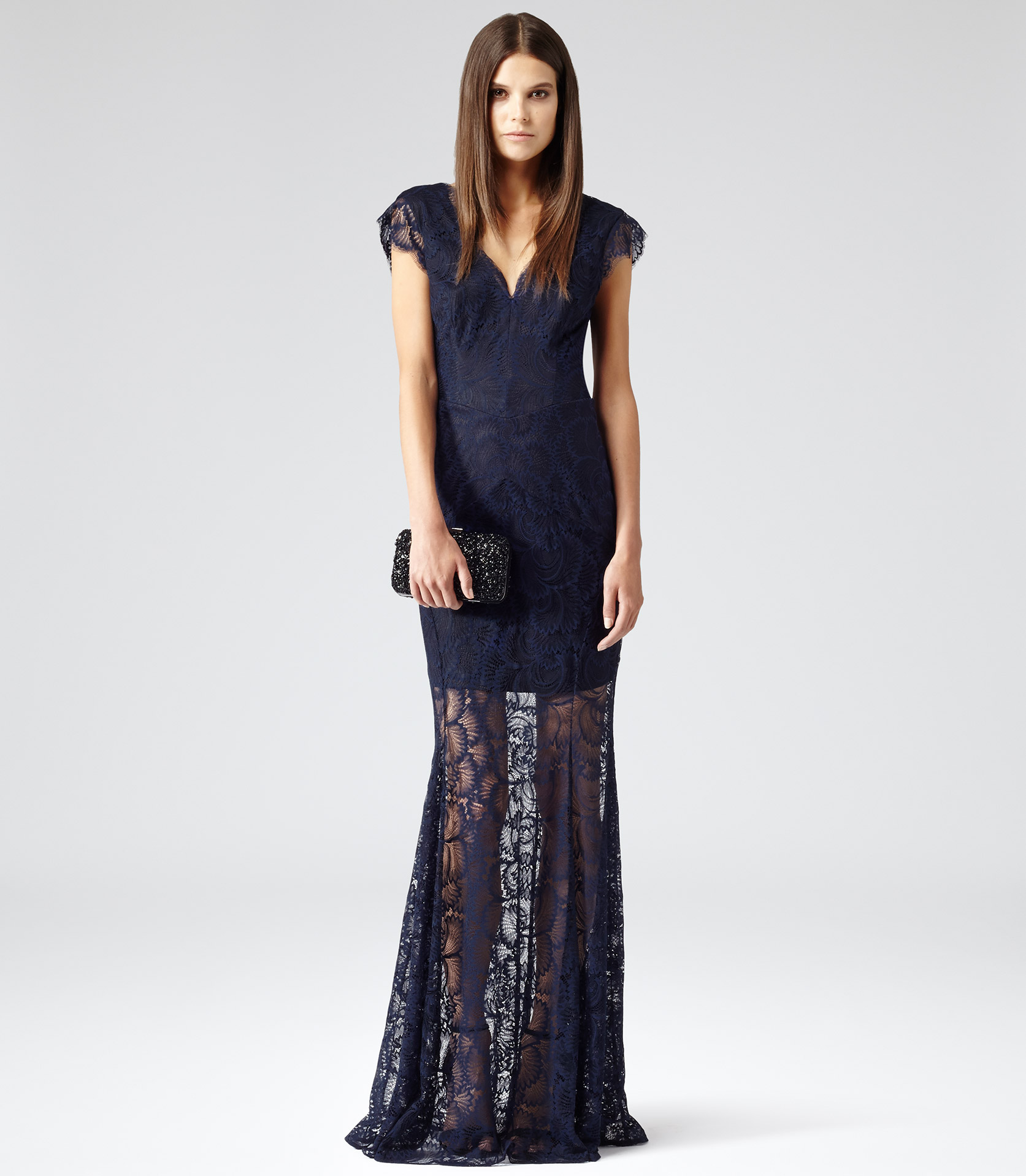 reiss navy lace dress