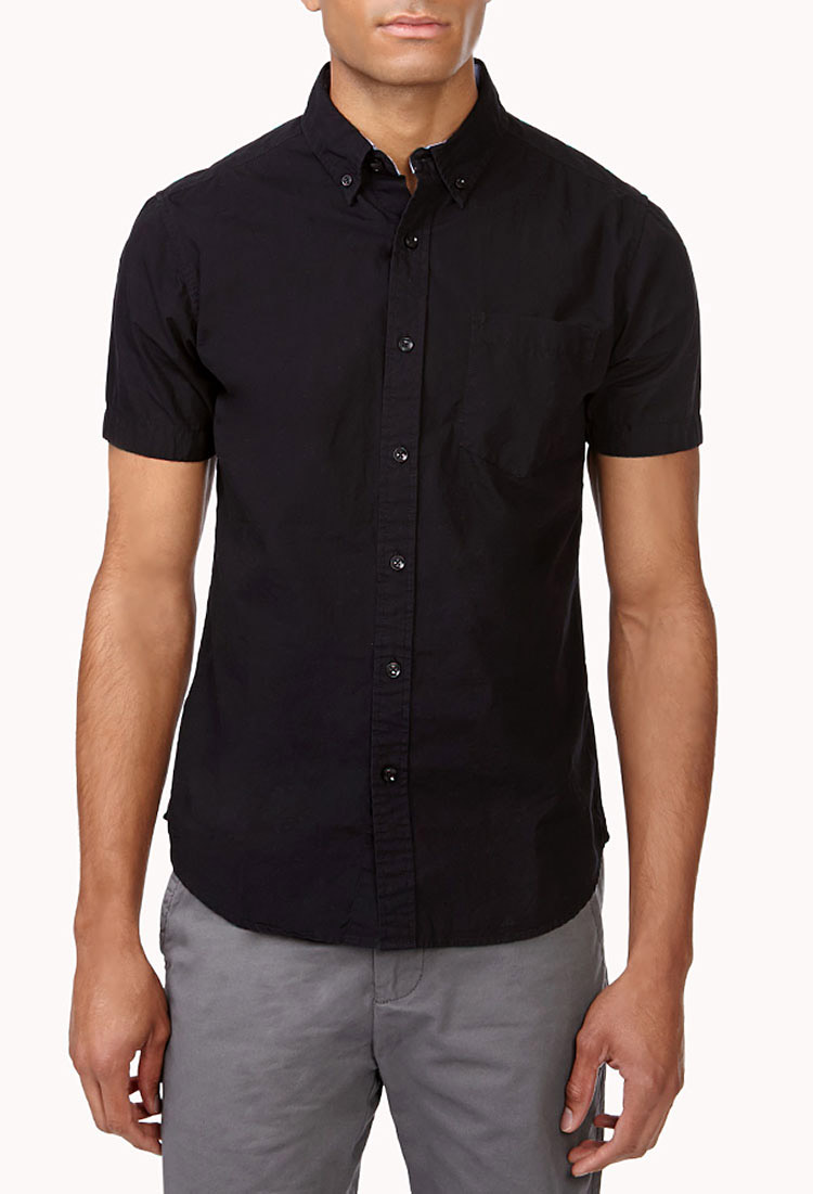 Forever 21 Slim Fit Short Sleeve Button ...