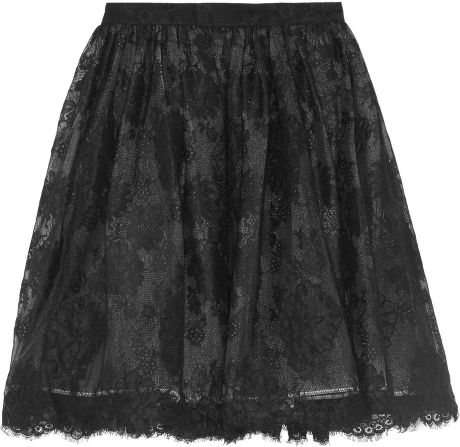 Alice + Olivia Chiara Full Lace Skirt in Black | Lyst