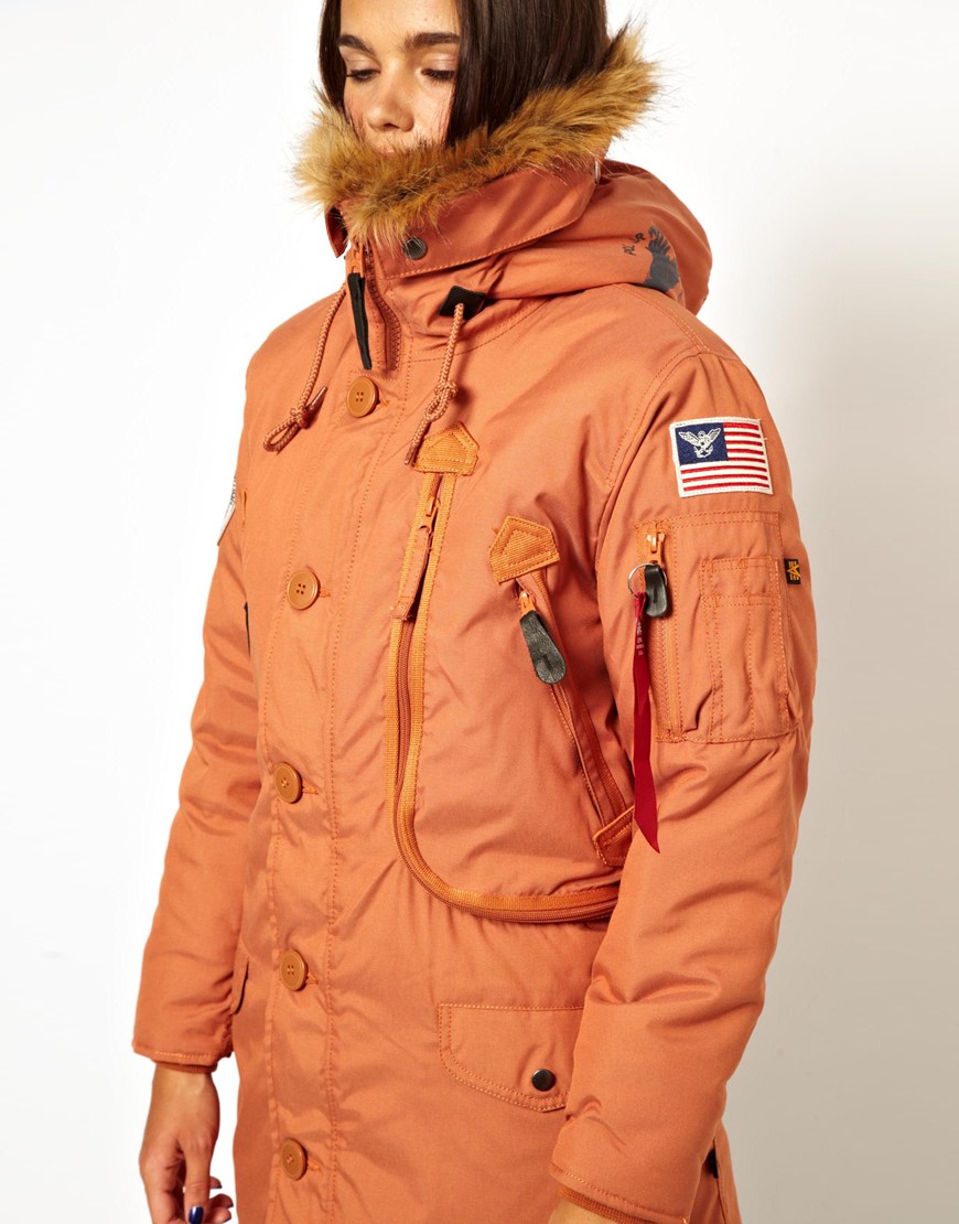 ASOS Alpha Industries Polar Parka in Orange - Lyst