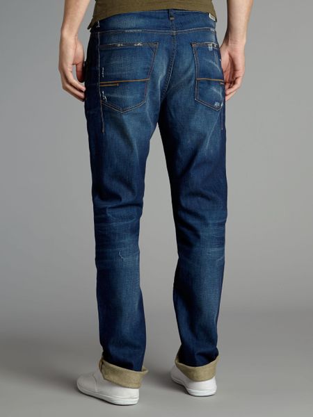 Bench Tapered Fit Medium Blue Jeans in Blue for Men (Mid Blue) | Lyst