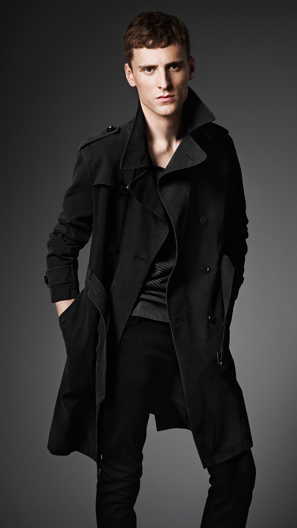 Burberry Long Brushed Cotton Military Trench Coat in Black for Men | Lyst