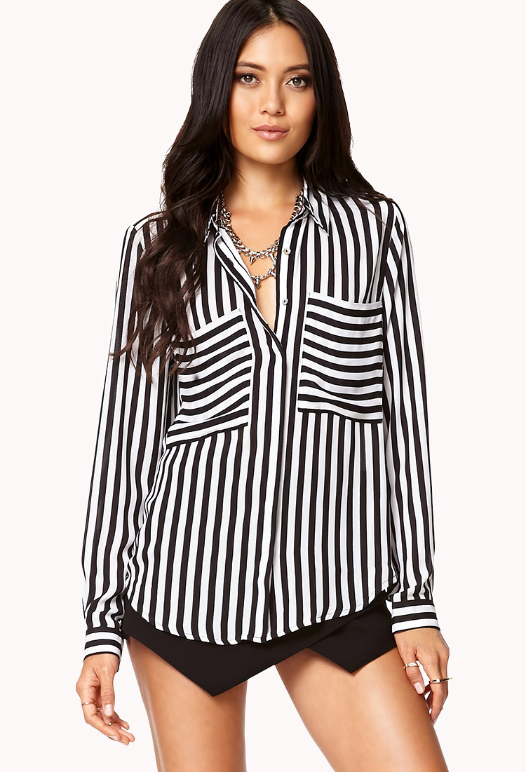 black and white striped blouse forever 21