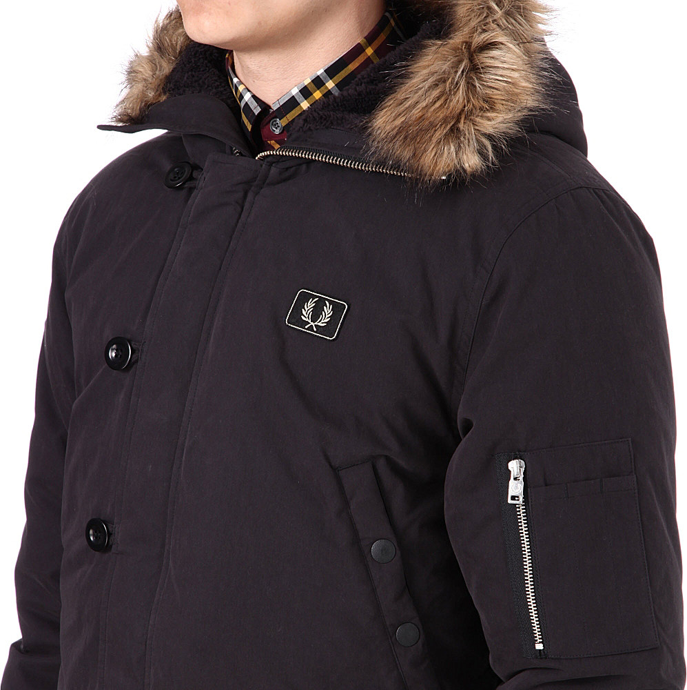 Fred perry Down Snorkel Parka Jacket in Black for Men Lyst