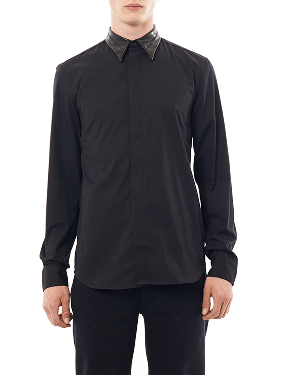 Givenchy Leather Collar Shirt in Black for Men | Lyst