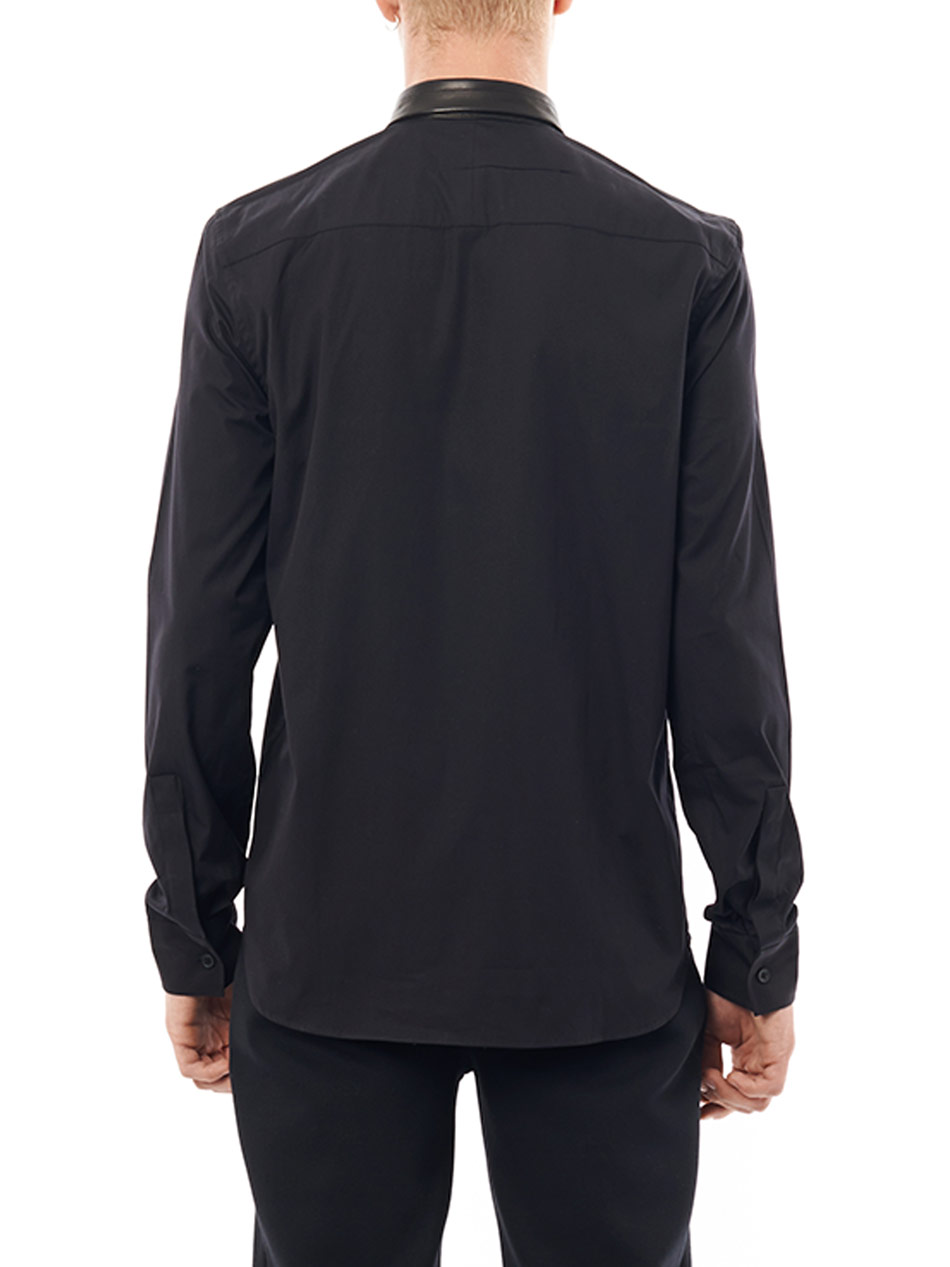 Givenchy Leather Collar Shirt in Black for Men - Lyst