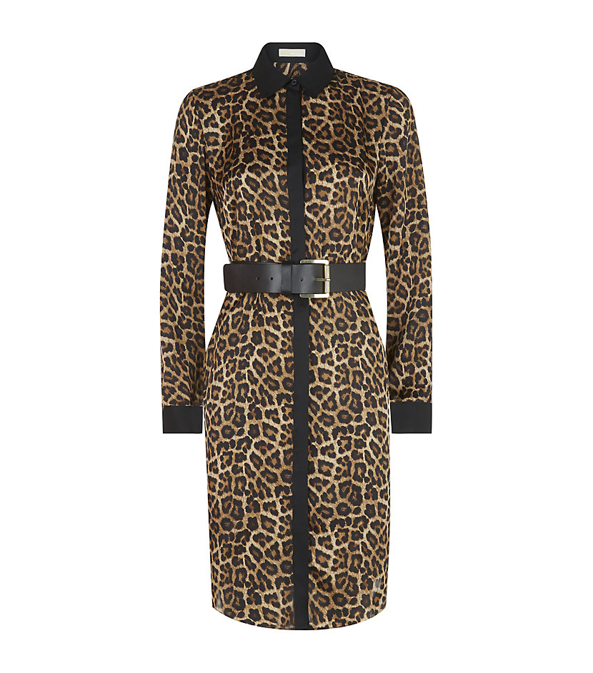 Michael Michael Kors Leopard Print Shirt Dress in Brown (leopard) | Lyst