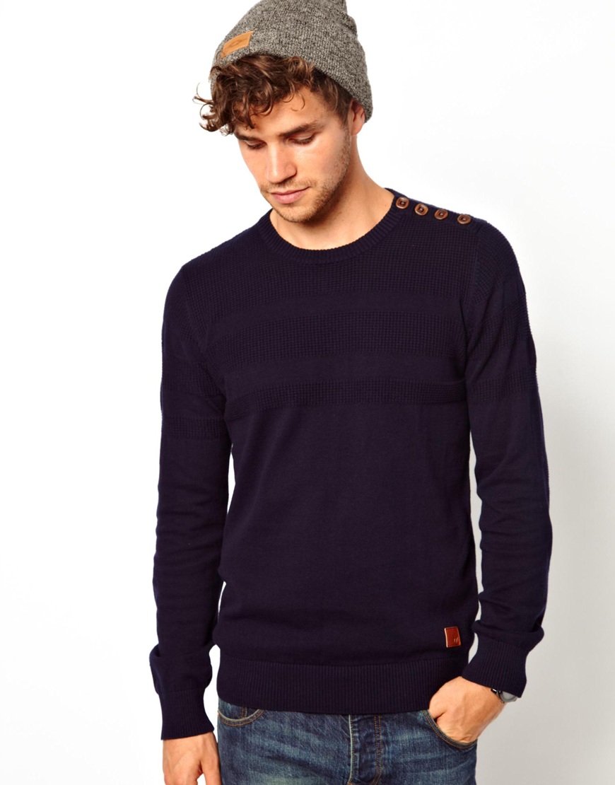 Fred Perry Minimum Sweater with Button Shoulder in Blue for Men | Lyst