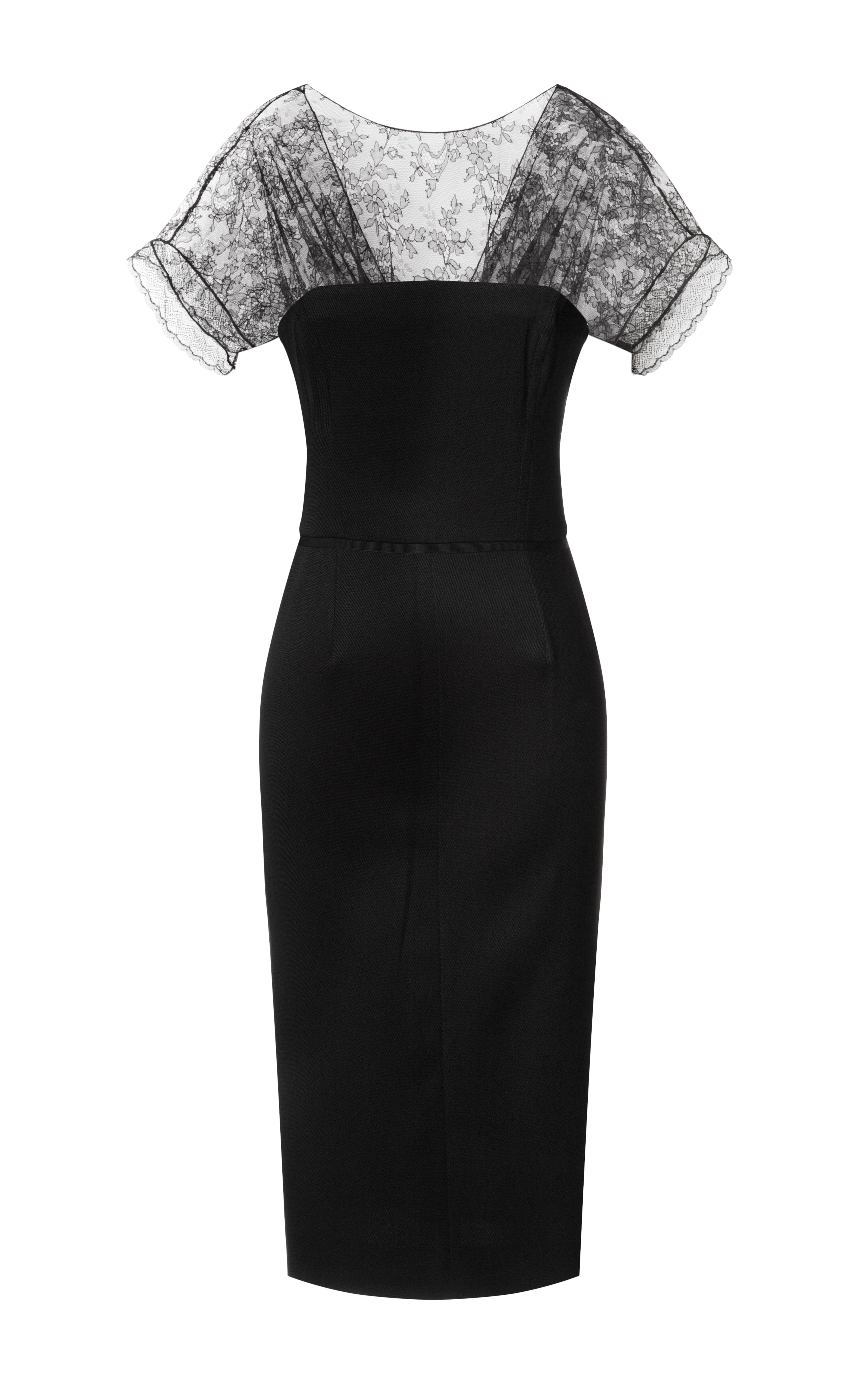 Lyst - Nina Ricci Fitted Pencil Dress with Lace Neckline in Black