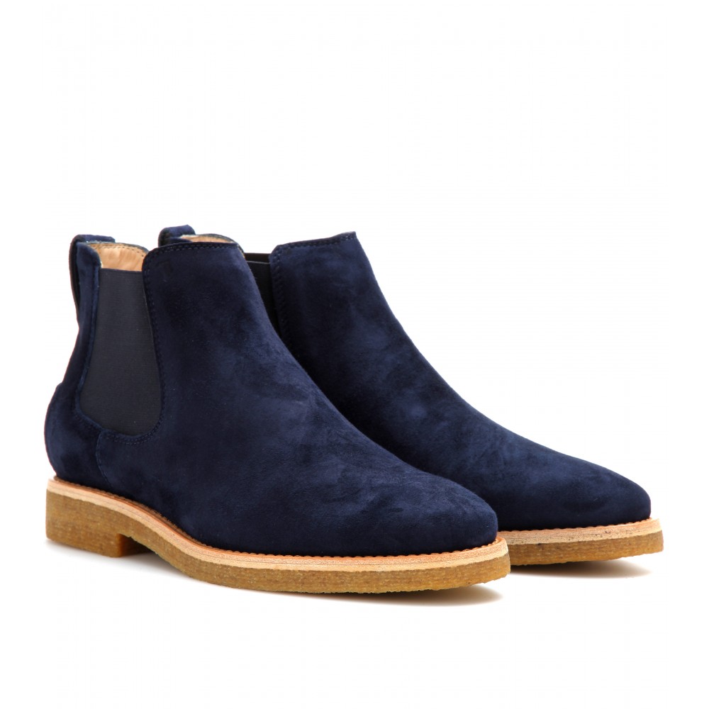 Tod's Suede Chelsea Boots in Midnight 