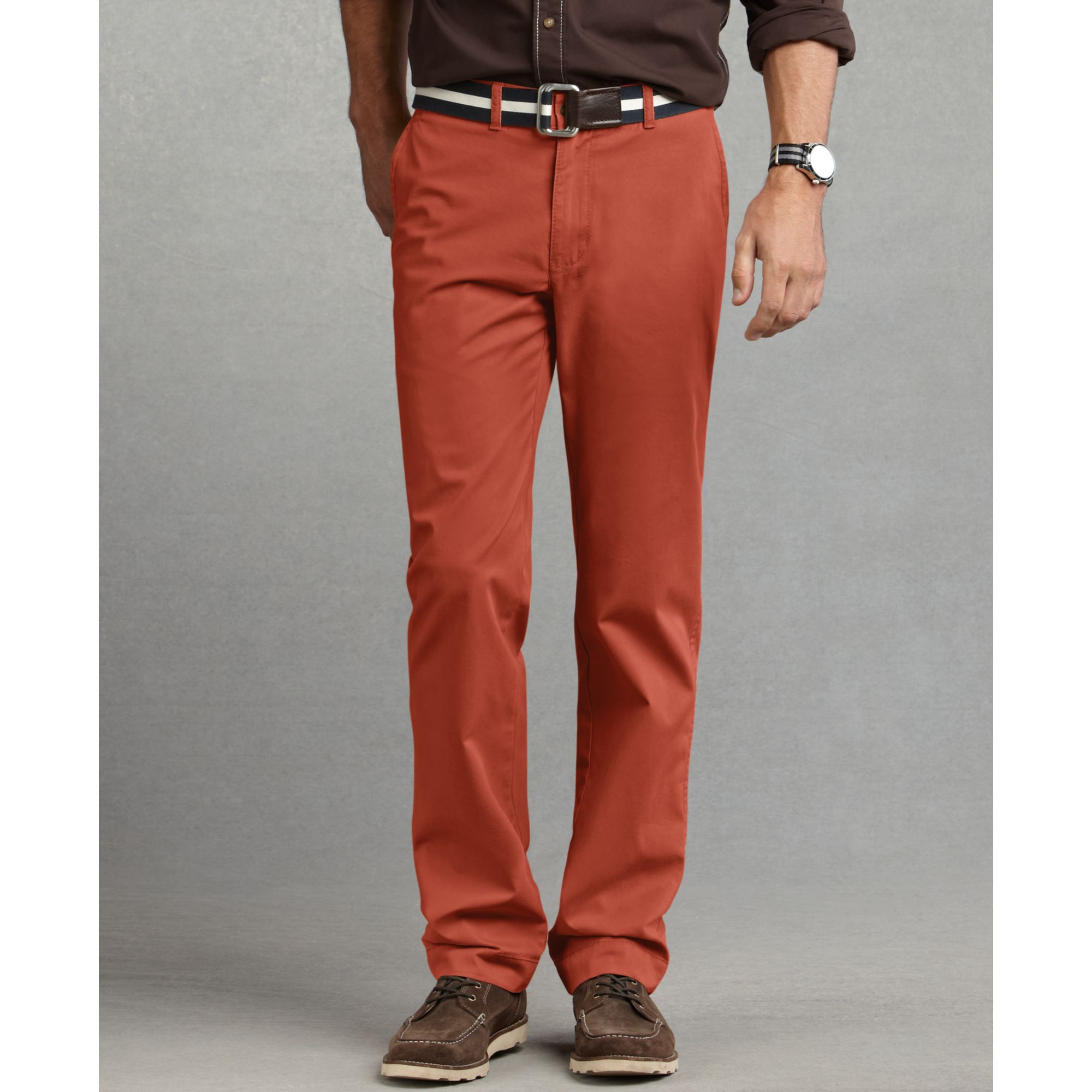 Tommy Hilfiger Graduate Slim Fit Chino Pants in Orange for Men | Lyst