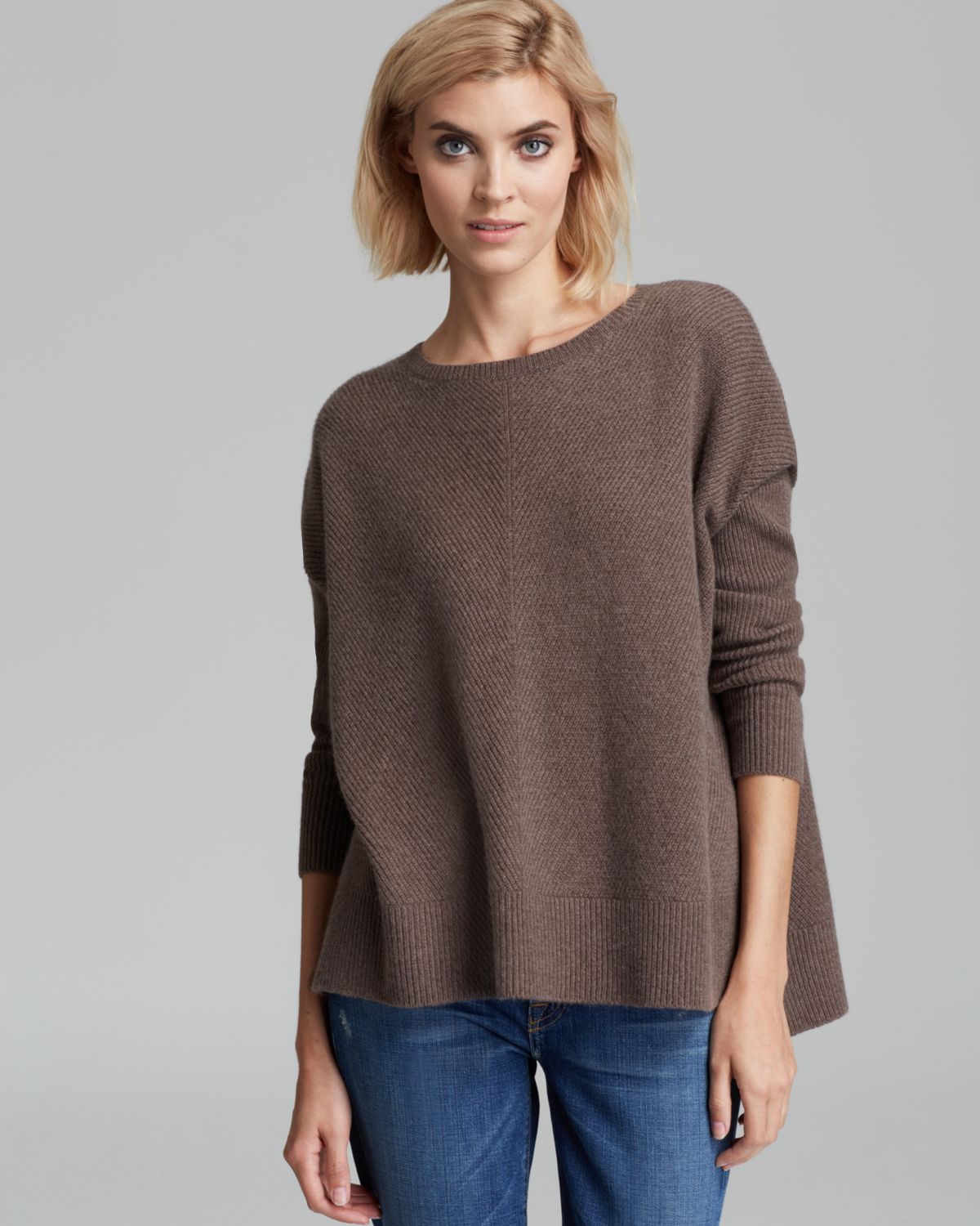 Vince Sweater Chevron Woolcashmere in Brown | Lyst