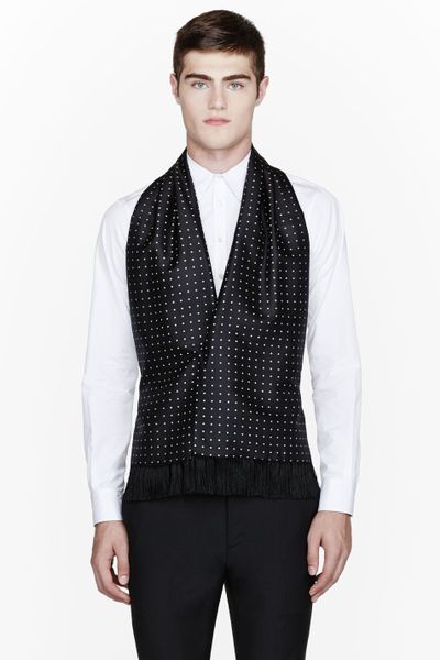 Alexander Mcqueen Polka Dot Shawl Vest in Black for Men | Lyst