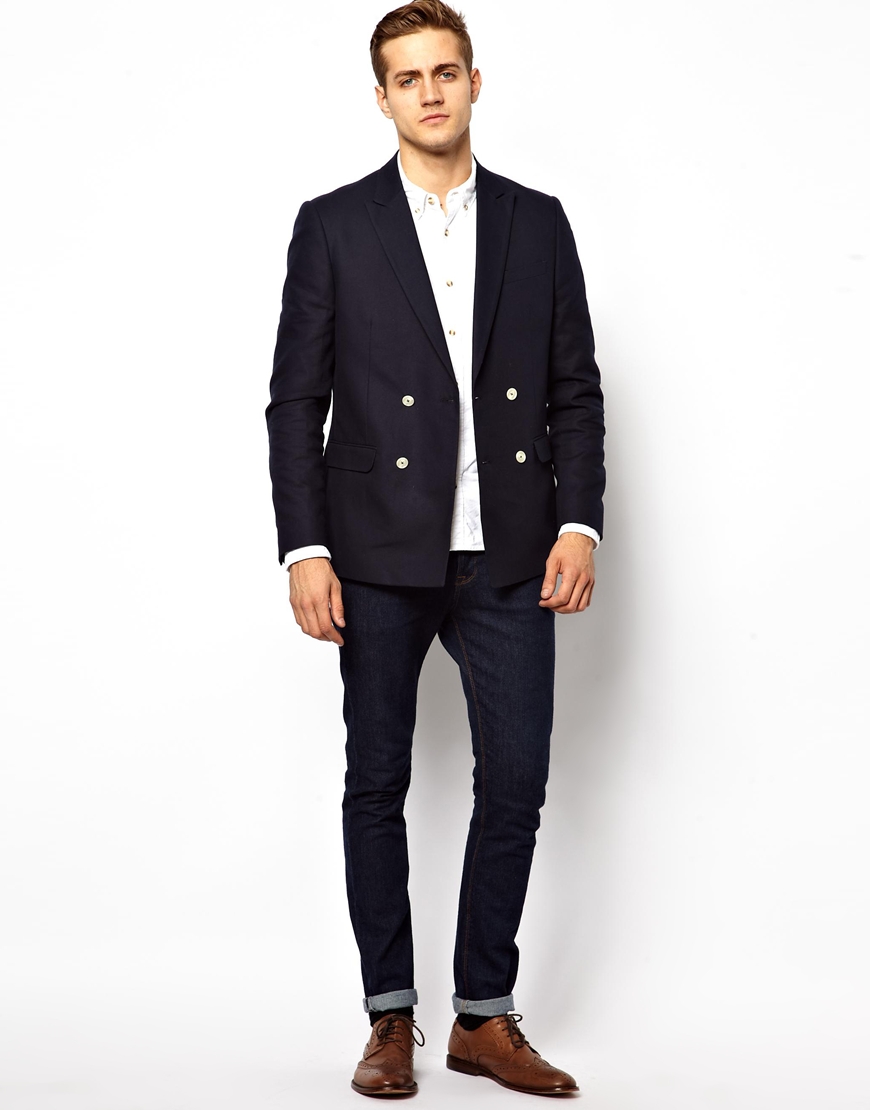 blue blazer white buttons