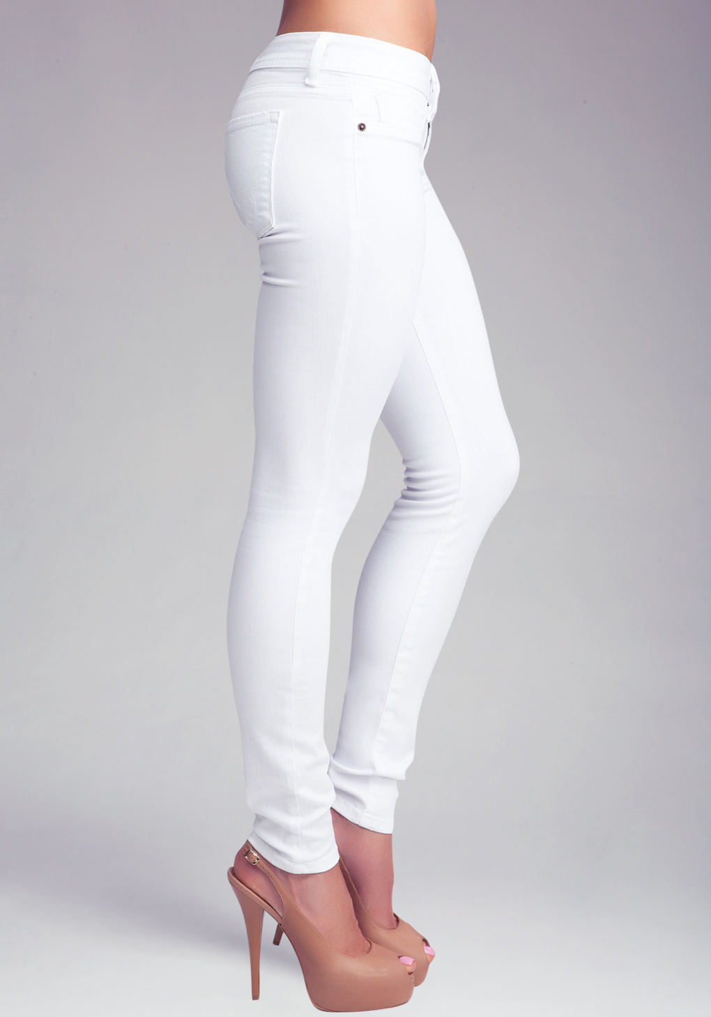 Lyst - Bebe Stretch Skinny Jeans in White