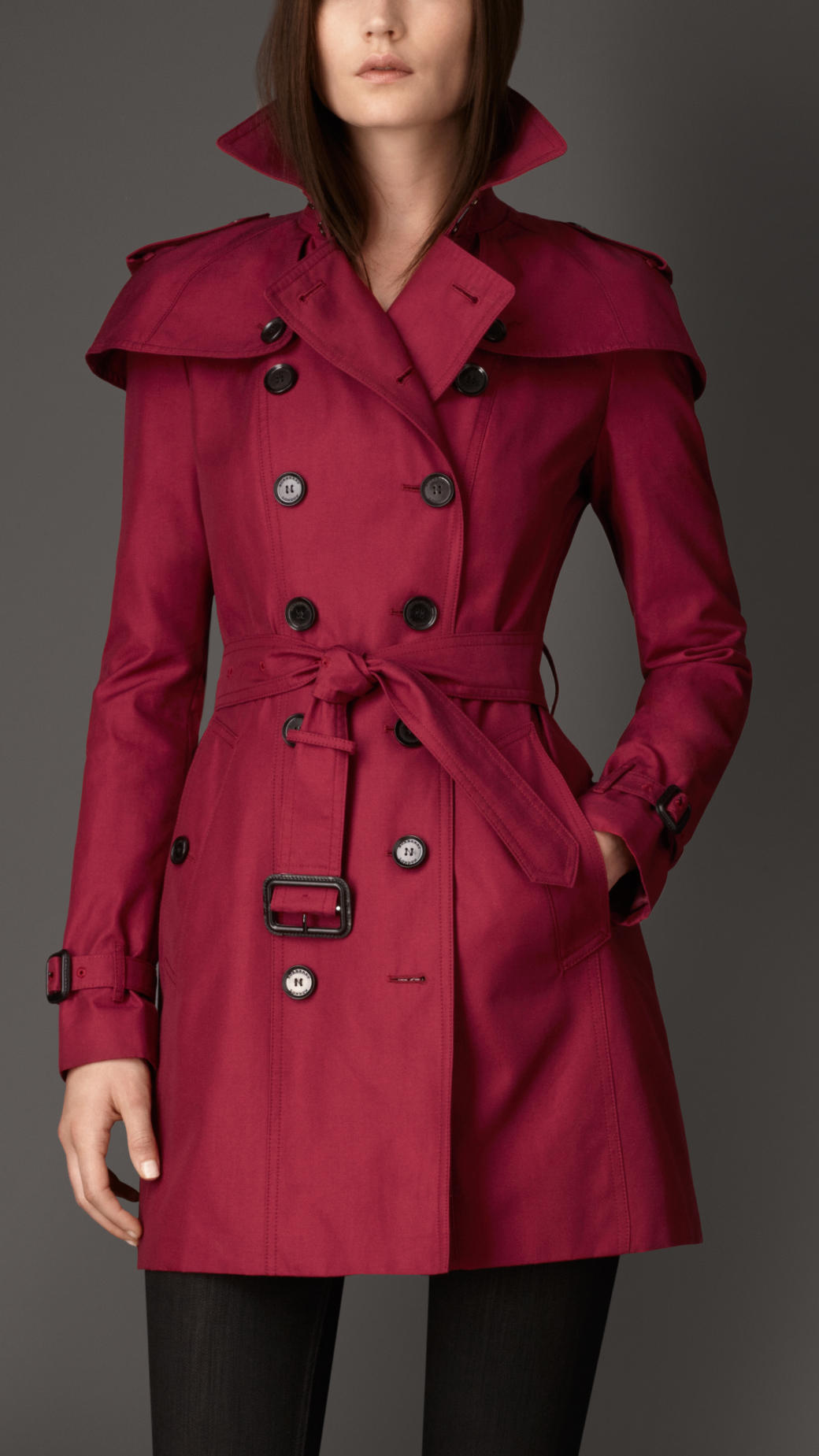 Lyst - Burberry Caped Gabardine Trench Coat in Red
