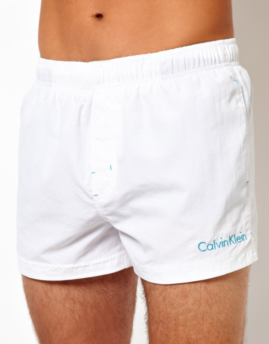 Calvin Klein Swim Shorts in White for Men - Lyst