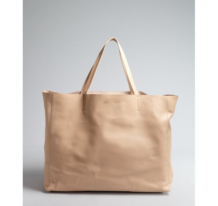 Céline Beige Leather Large Tote Bag in Natural | Lyst