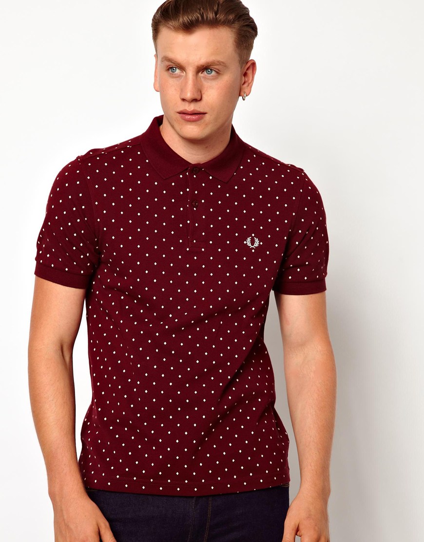 Fred Perry Polka Dot Print Polo Shirt in Red for Men - Lyst