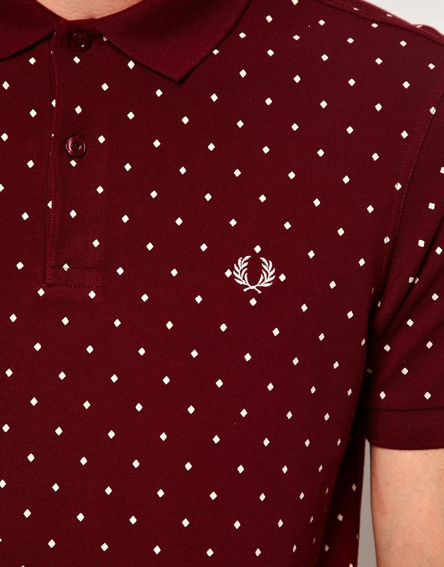 Fred Perry Polka Dot Print Polo Shirt in Red for Men - Lyst