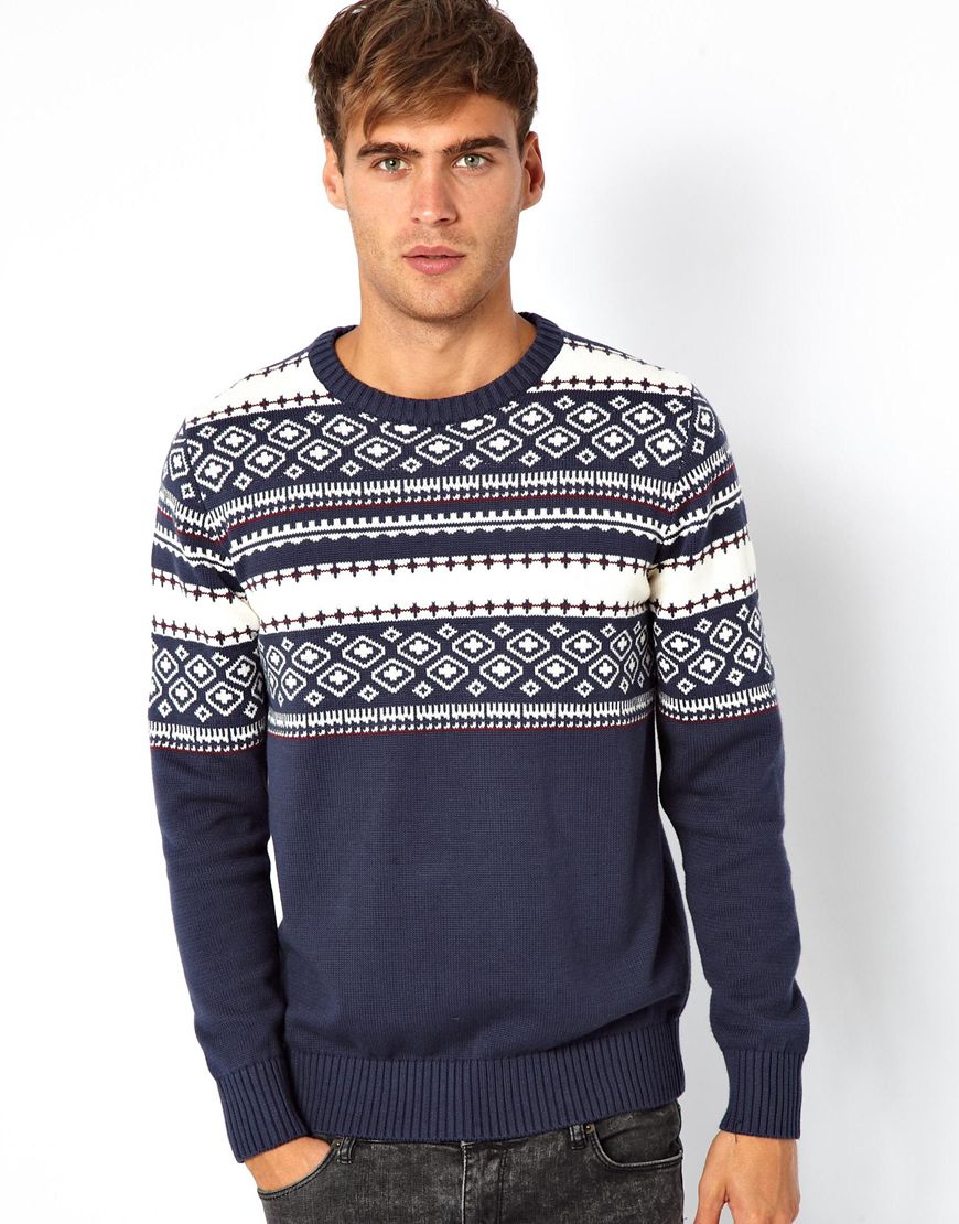 Paul Smith Jack Jones Block Fairisle Sweater in Blue for Men - Lyst