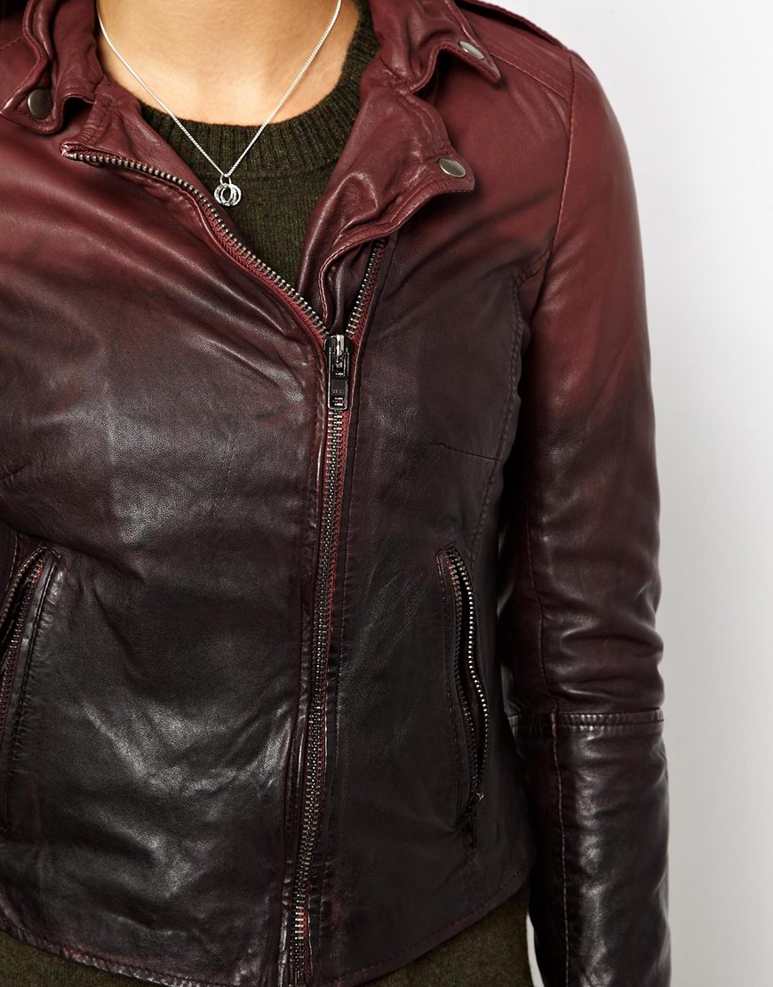 Muubaa Ombre Dip Dye Lambs Leather Jacket in Red Lyst