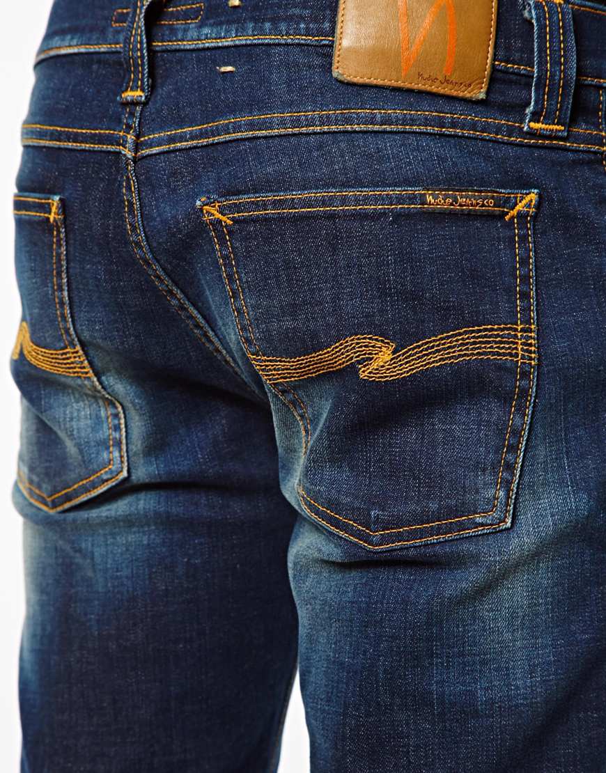 Nudie Jeans Jeans Tube Kelly Skinny Fit Thin Ring in Blue for Men Lyst