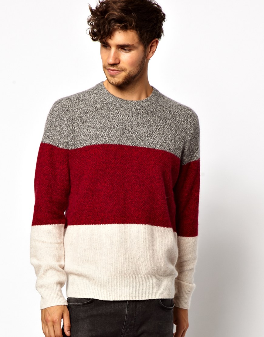 grey color block sweater