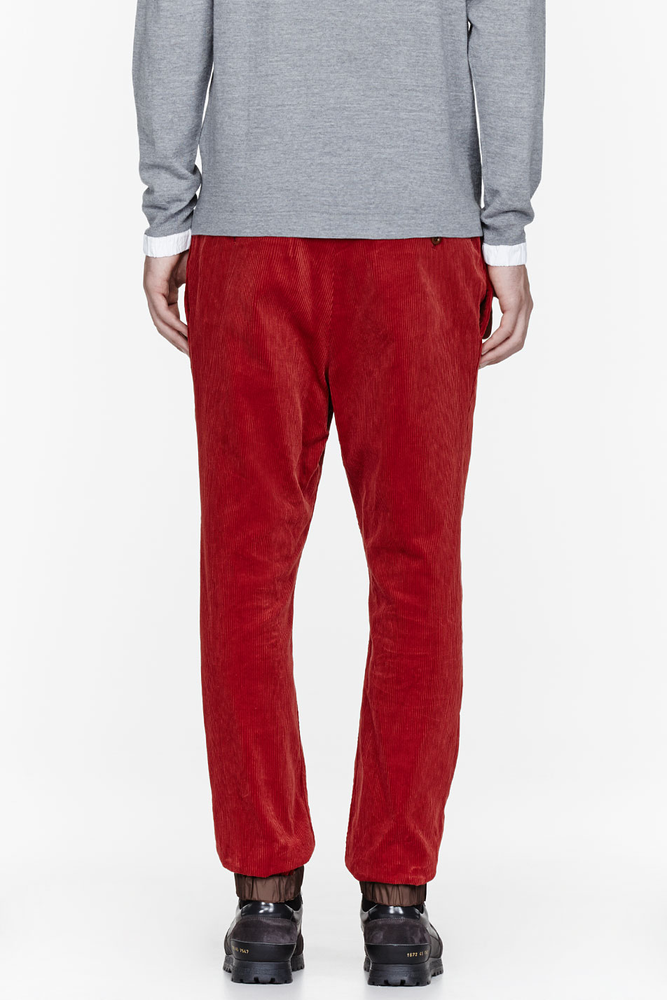 red corduroy trousers