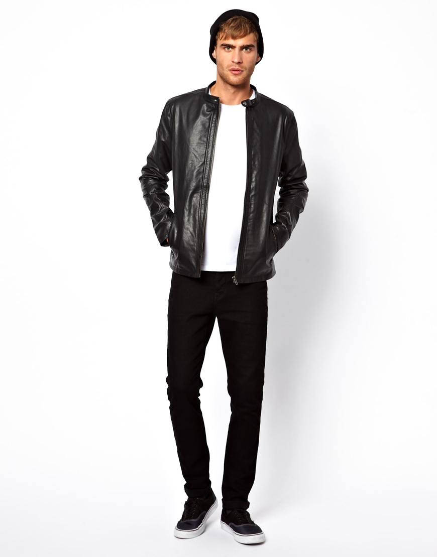 Asos Selected Leather Jacket In Black For Men Lyst Gallery