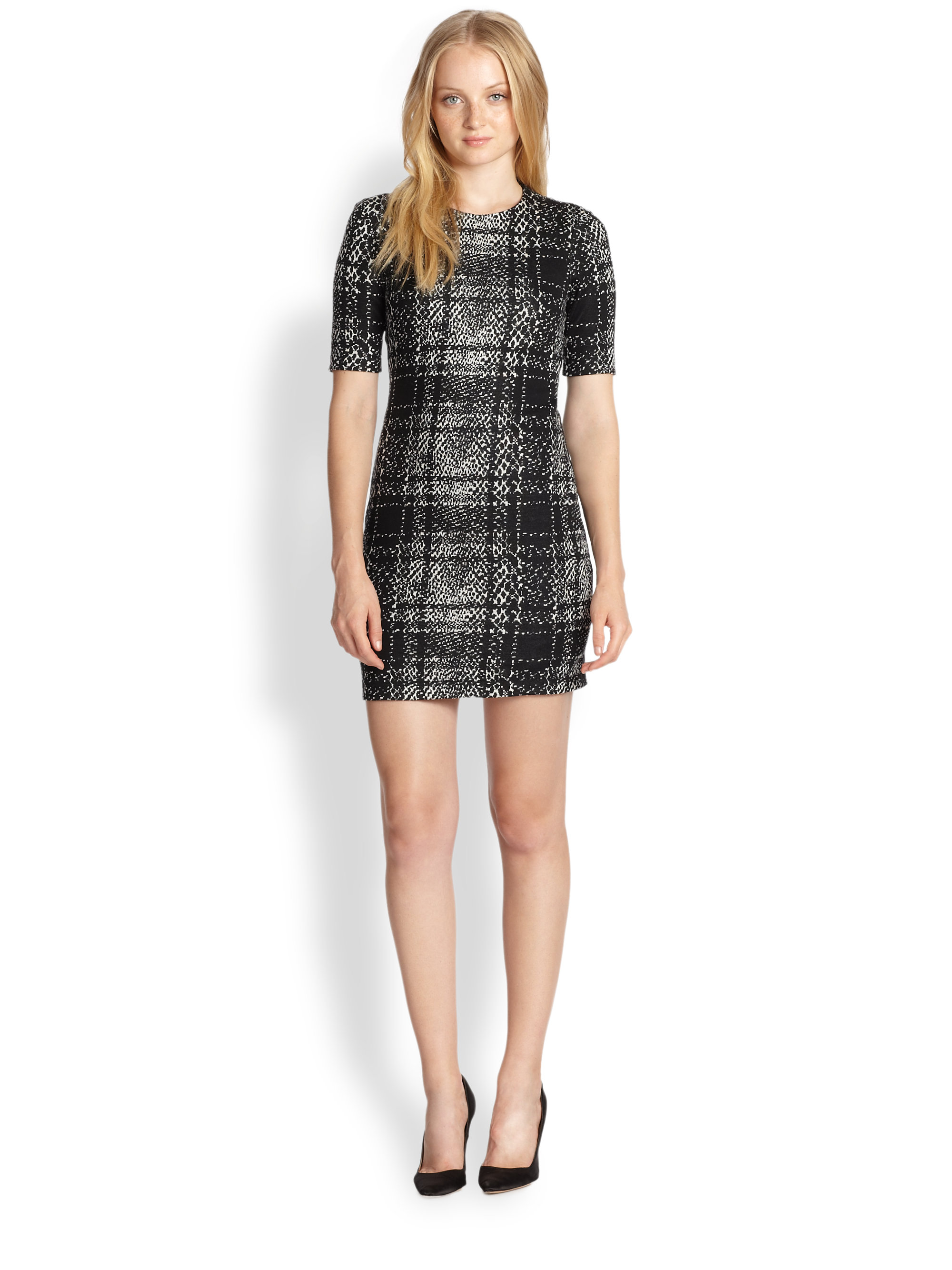 4.collective Plaid Stretch Knit Dress in Gray Lyst