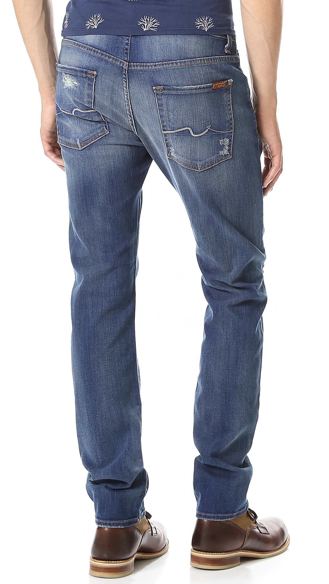 7 For All Mankind The Straight Vintage Wash Jeans in Blue for Men - Lyst