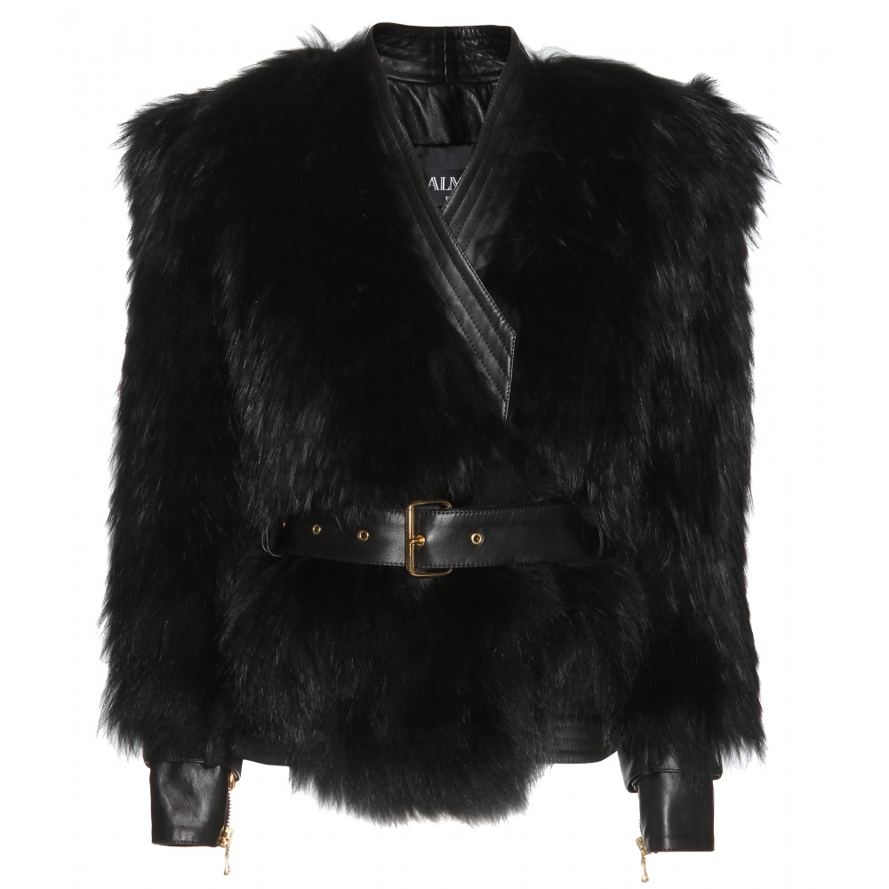 Lyst - Balmain Leather and Fur Biker Jacket in Black