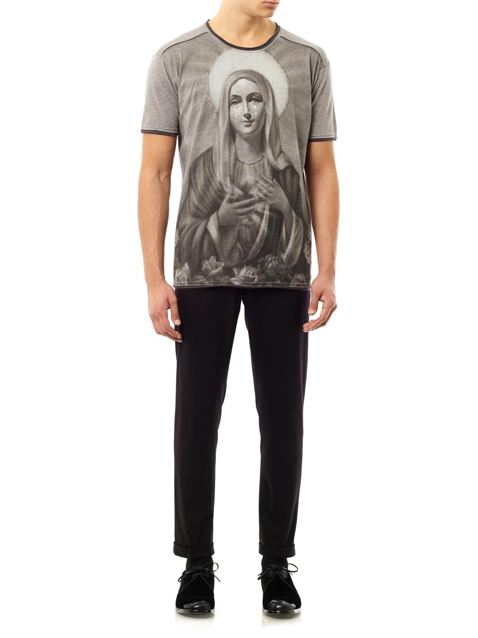 Dolce & Gabbana Virgin Mary Print T-shirt in Gray for Men | Lyst