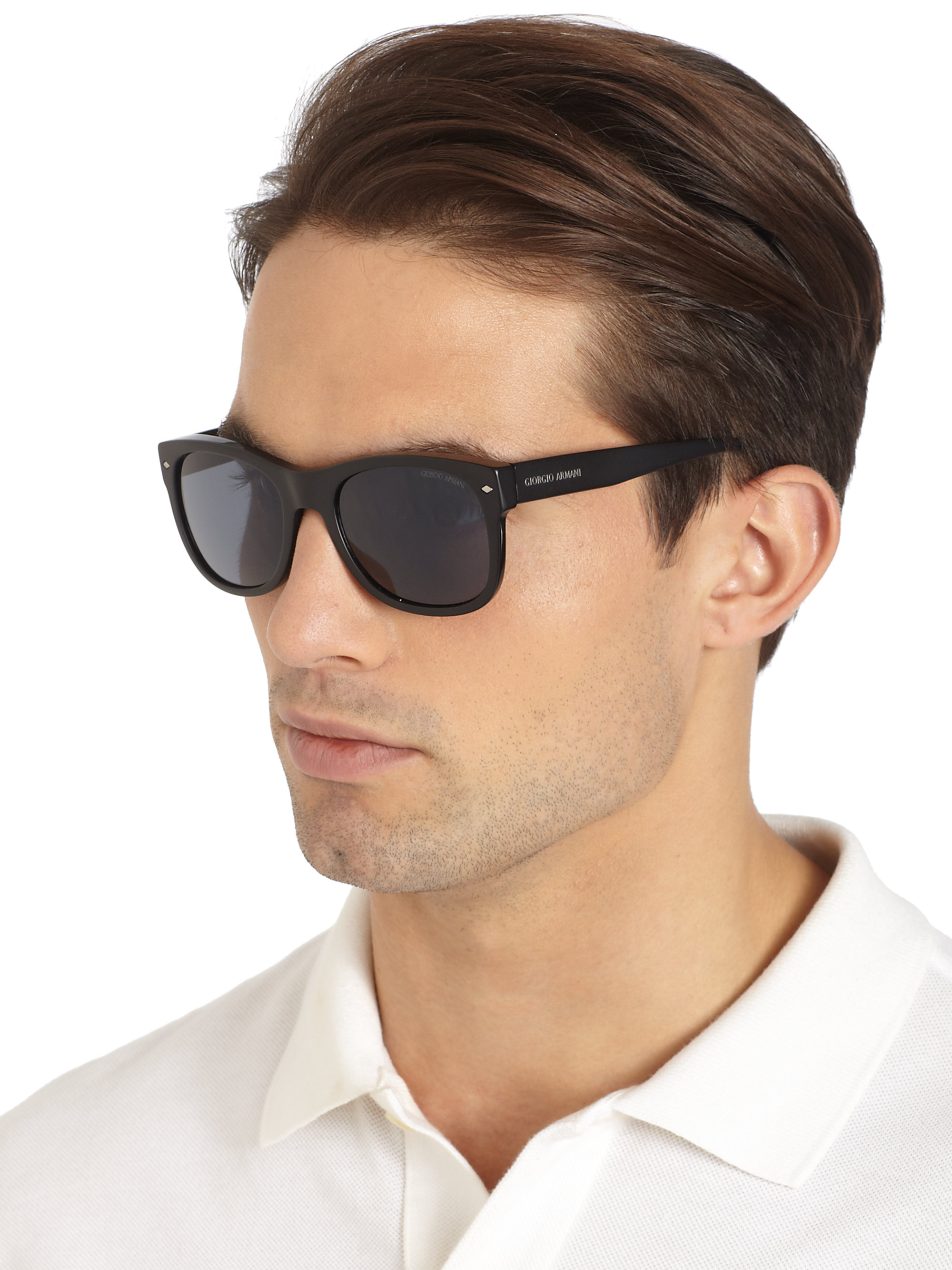 Giorgio Armani Square Acetate Sunglasses in Black for Men - Lyst
