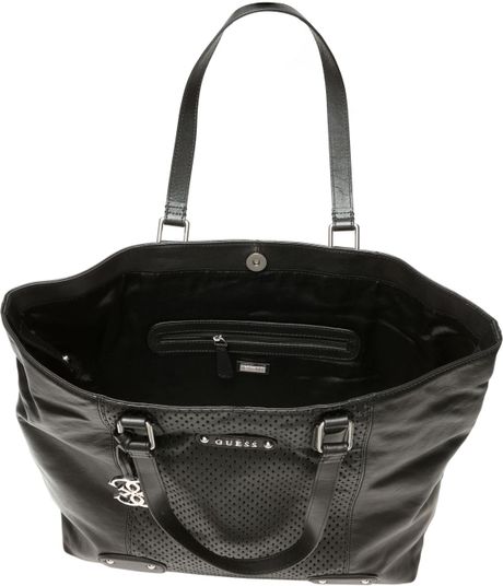 Guess Perforated Tote Bag in Black | Lyst