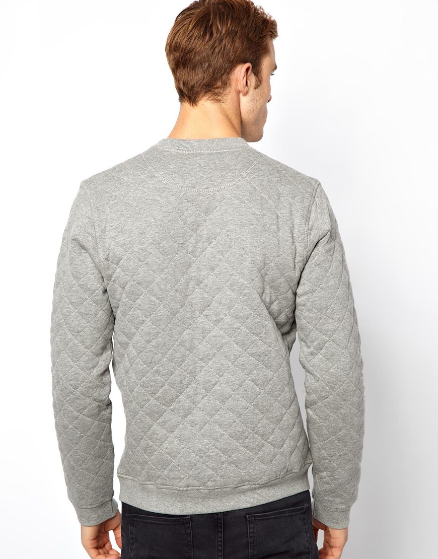 Mouillé Swimwear Jack Jones Quilted Sweatshirt in Gray for Men | Lyst