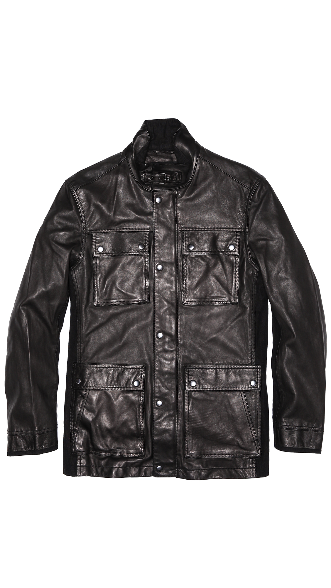John Varvatos Leather Military Field Jacket in Black (Brown) for Men Lyst