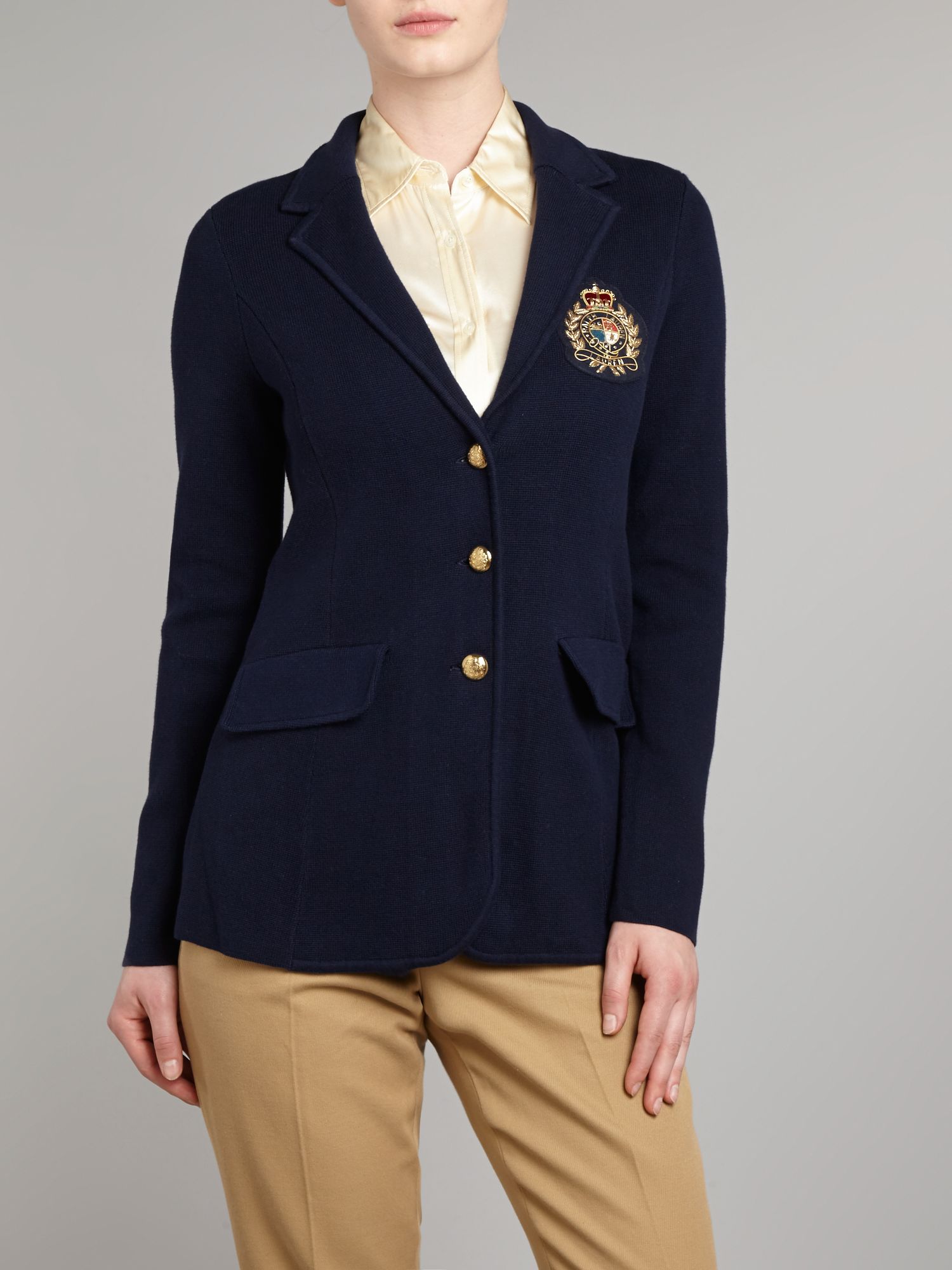 Lauren by ralph lauren Blazer with Crest Detail in Blue Lyst